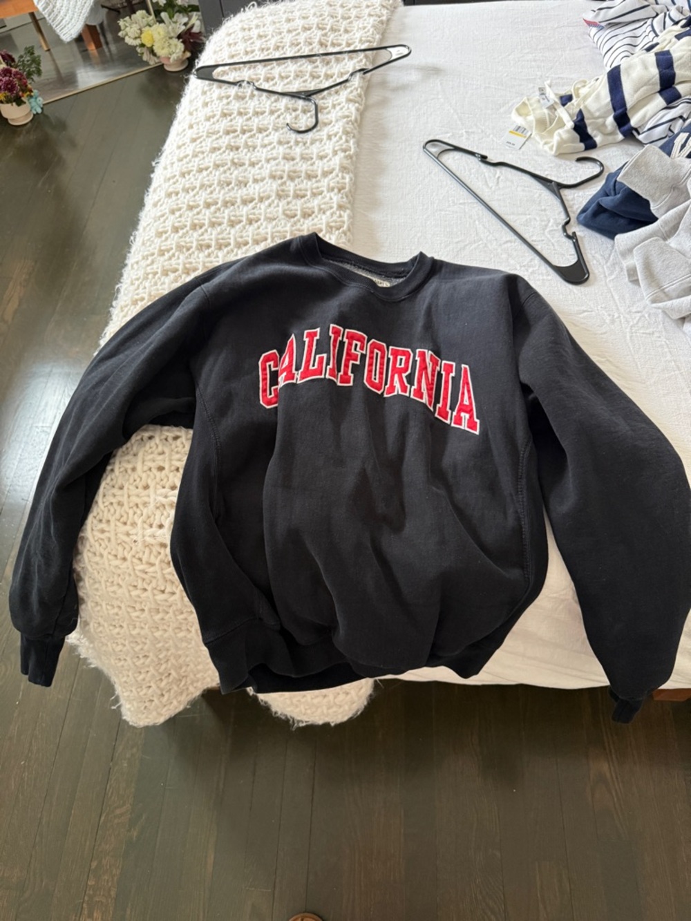 Black 'California' Crewneck Sweatshirt with Red Lettering